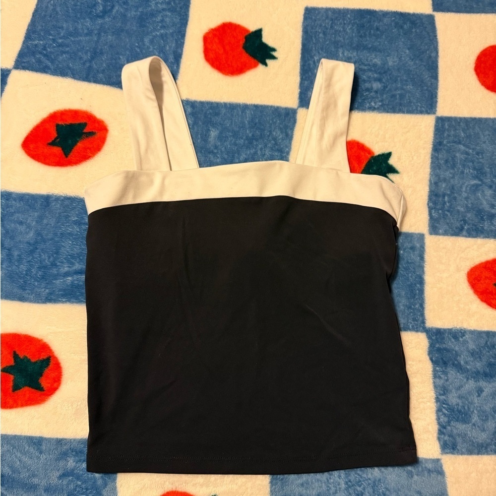 All in Motion Black and White Square neck tank
